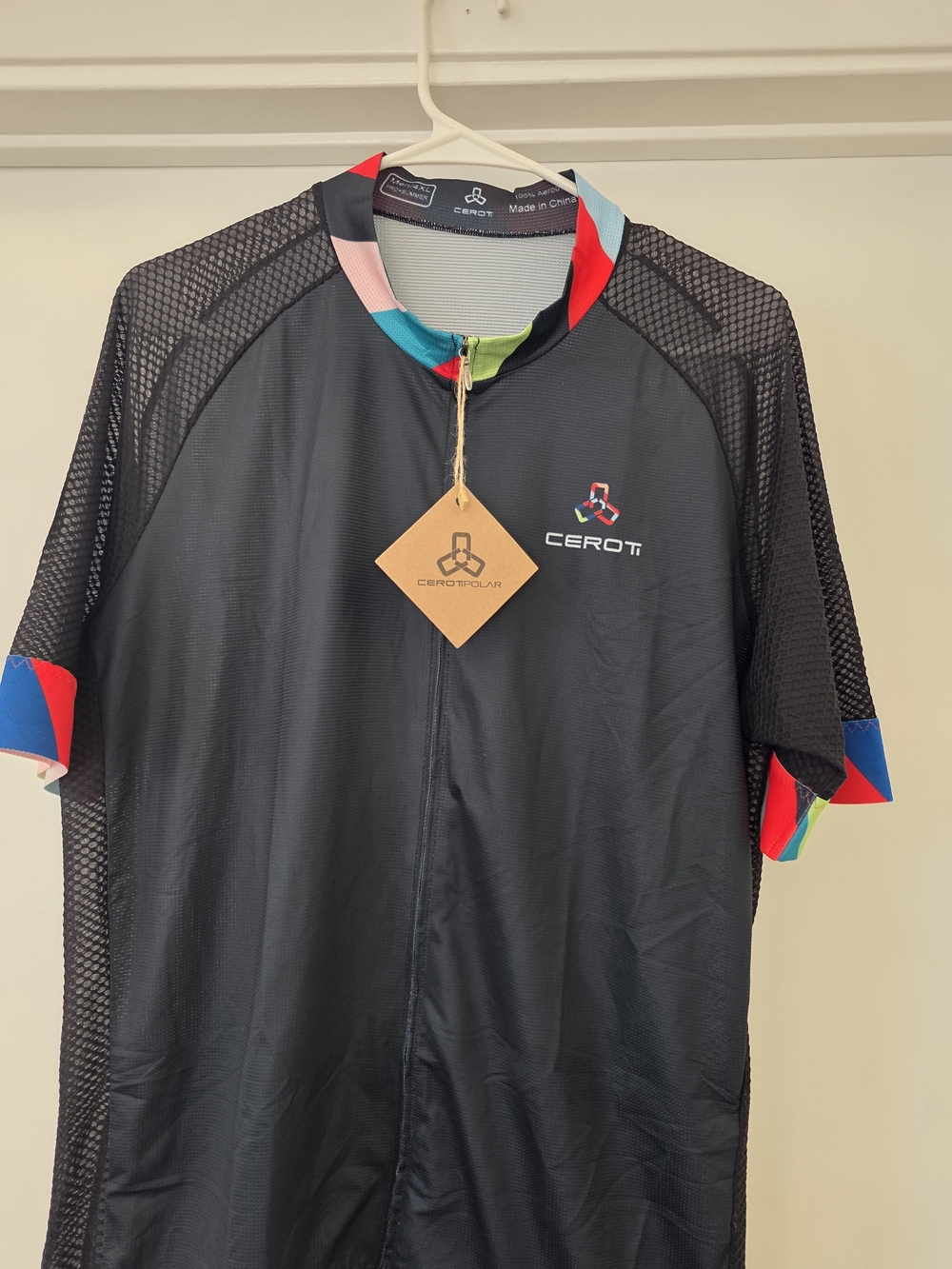 & Other Stories Black Cycling Jersey with Multicolor Trim